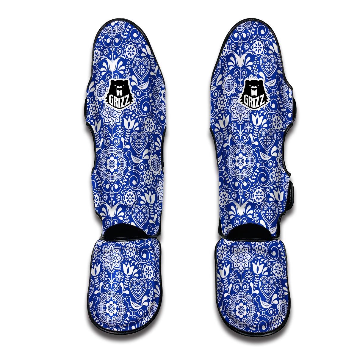 Swedish Floral Pattern Print Muay Thai Shin Guards-grizzshop