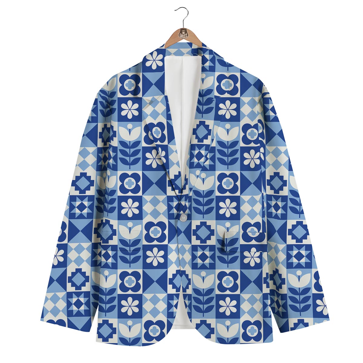 Swedish Pattern Print Men's Blazer-grizzshop