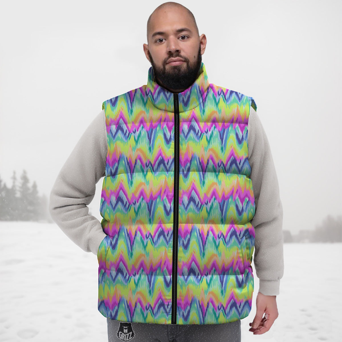 Sweet Cake Pattern Print Down Vest-grizzshop