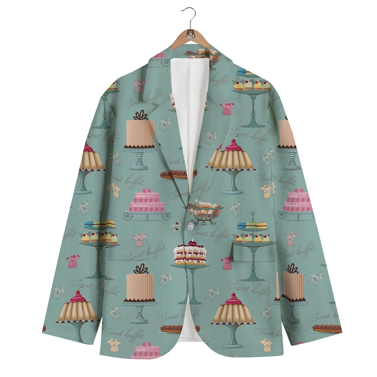Sweet Cake Pattern Print Men's Blazer-grizzshop