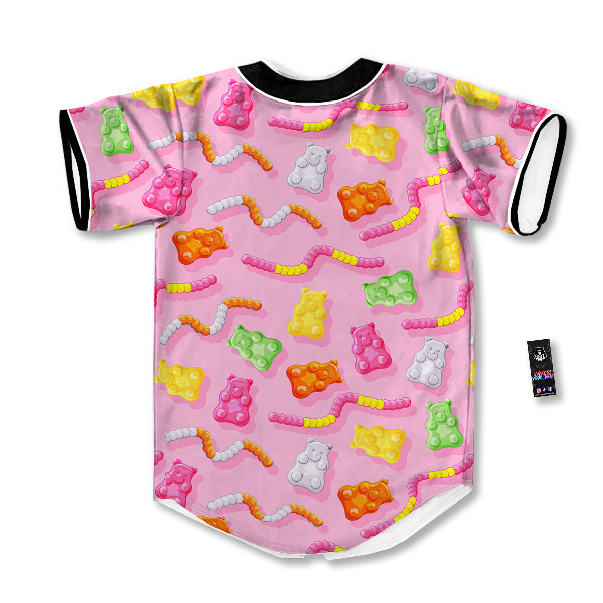 Sweet Gummy Bears And Worms Print Pattern Baseball Jersey-grizzshop