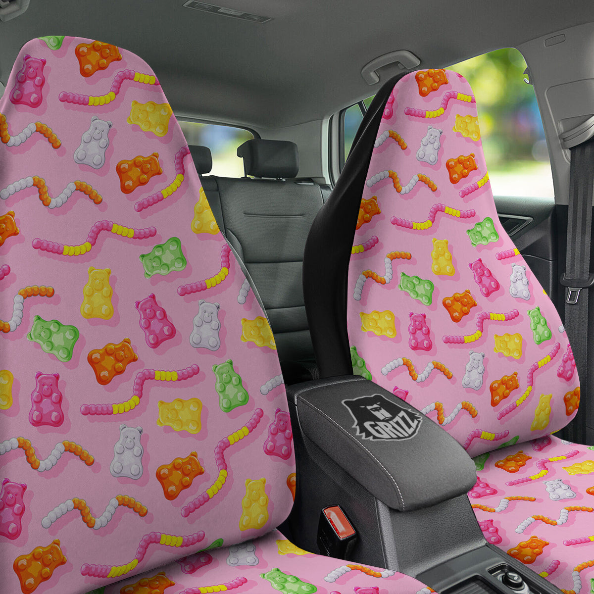 Sweet Gummy Bears And Worms Print Pattern Car Seat Covers-grizzshop