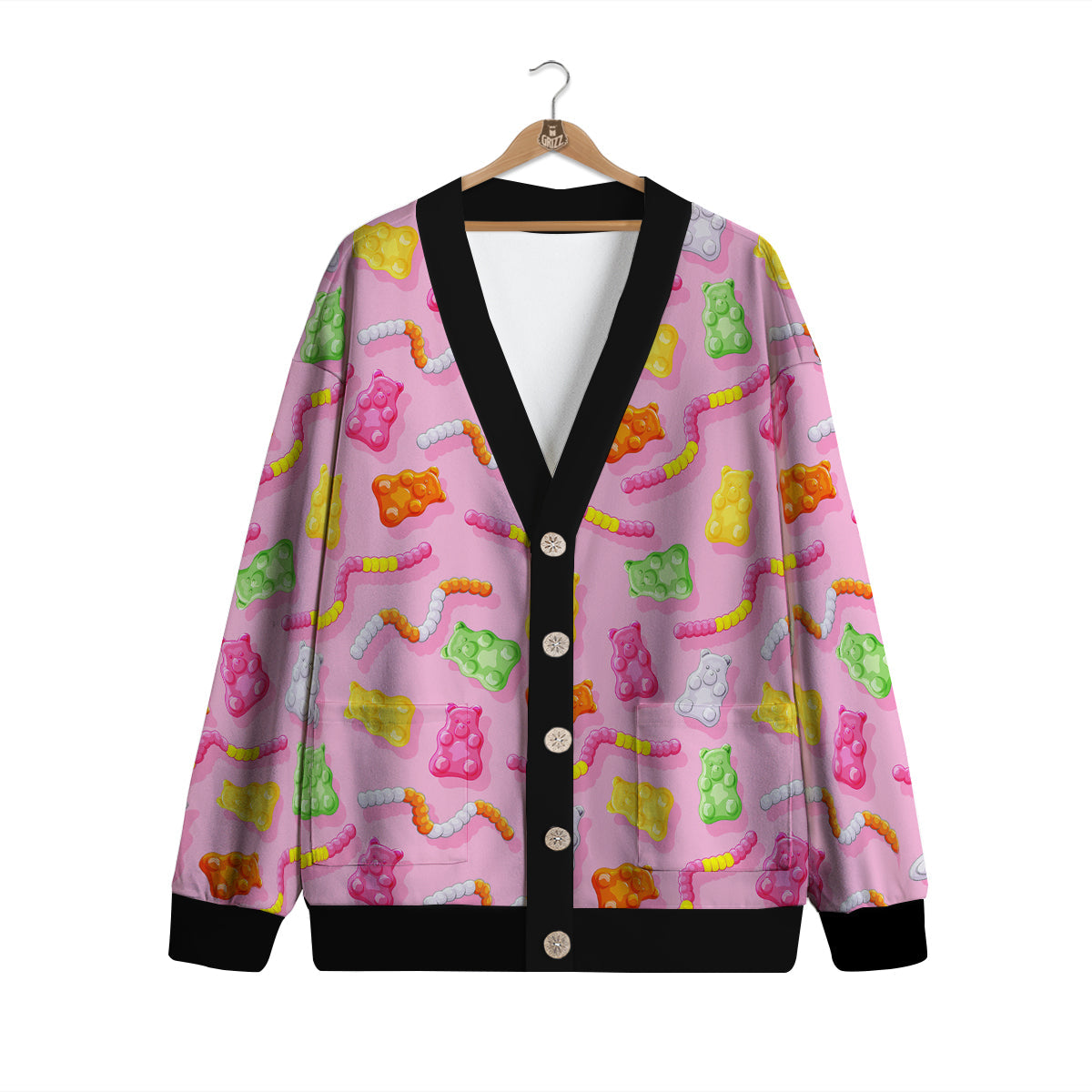 Sweet Gummy Bears And Worms Print Pattern Cardigan-grizzshop