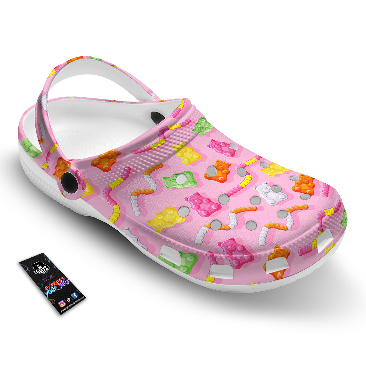 Sweet Gummy Bears And Worms Print Pattern Clog-grizzshop