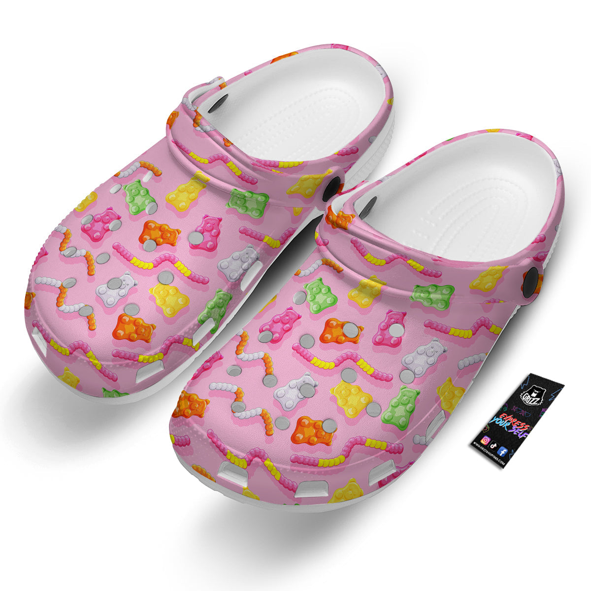 Sweet Gummy Bears And Worms Print Pattern Clog-grizzshop