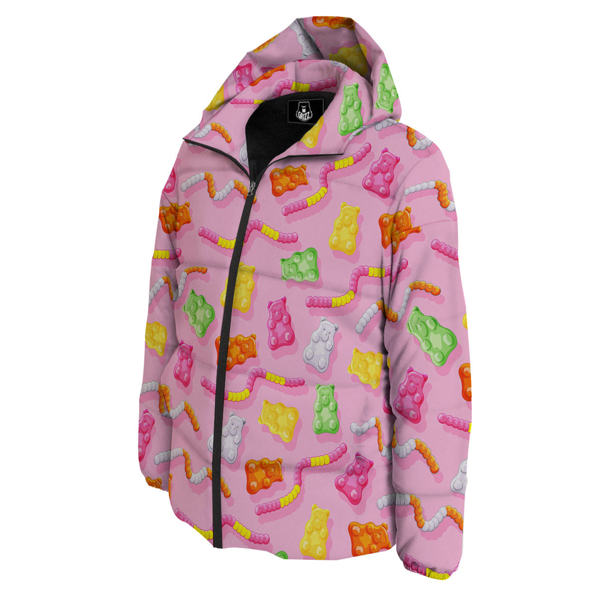 Sweet Gummy Bears And Worms Print Pattern Down Jacket-grizzshop