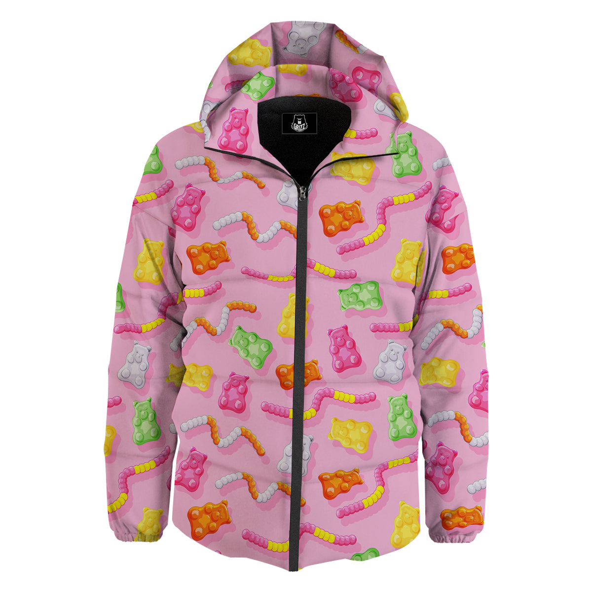 Sweet Gummy Bears And Worms Print Pattern Down Jacket-grizzshop