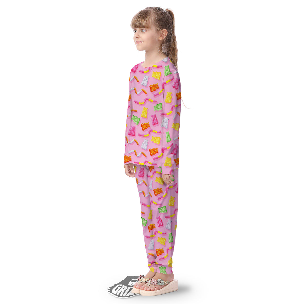 Sweet Gummy Bears And Worms Print Pattern Kid's Pajamas-grizzshop