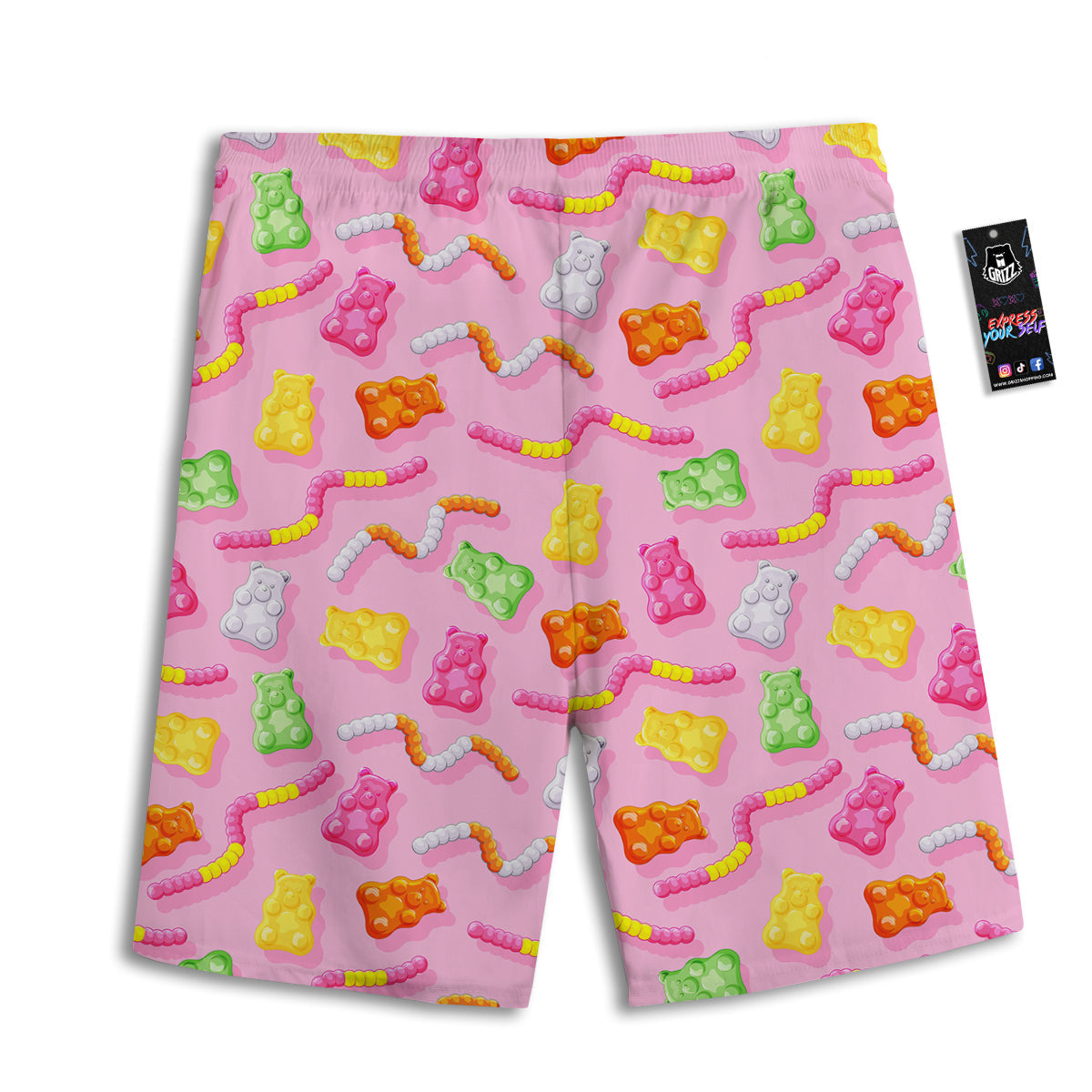 Sweet Gummy Bears And Worms Print Pattern Men's Athletic Shorts