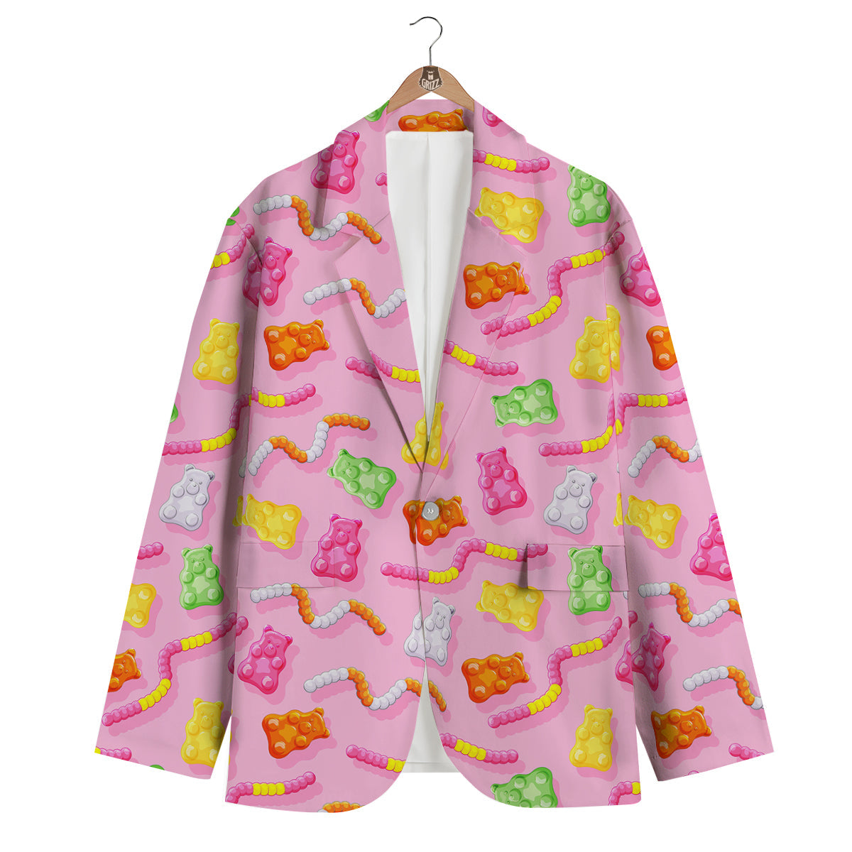 Sweet Gummy Bears And Worms Print Pattern Men's Blazer-grizzshop