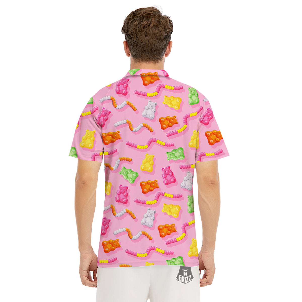 Sweet Gummy Bears And Worms Print Pattern Men's Golf Shirts-grizzshop