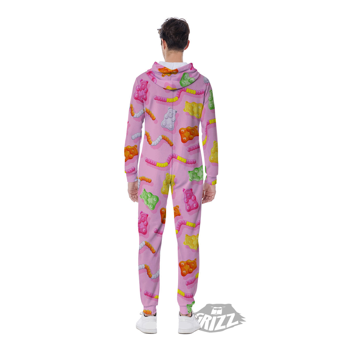 Sweet Gummy Bears And Worms Print Pattern Men's Jumpsuit-grizzshop