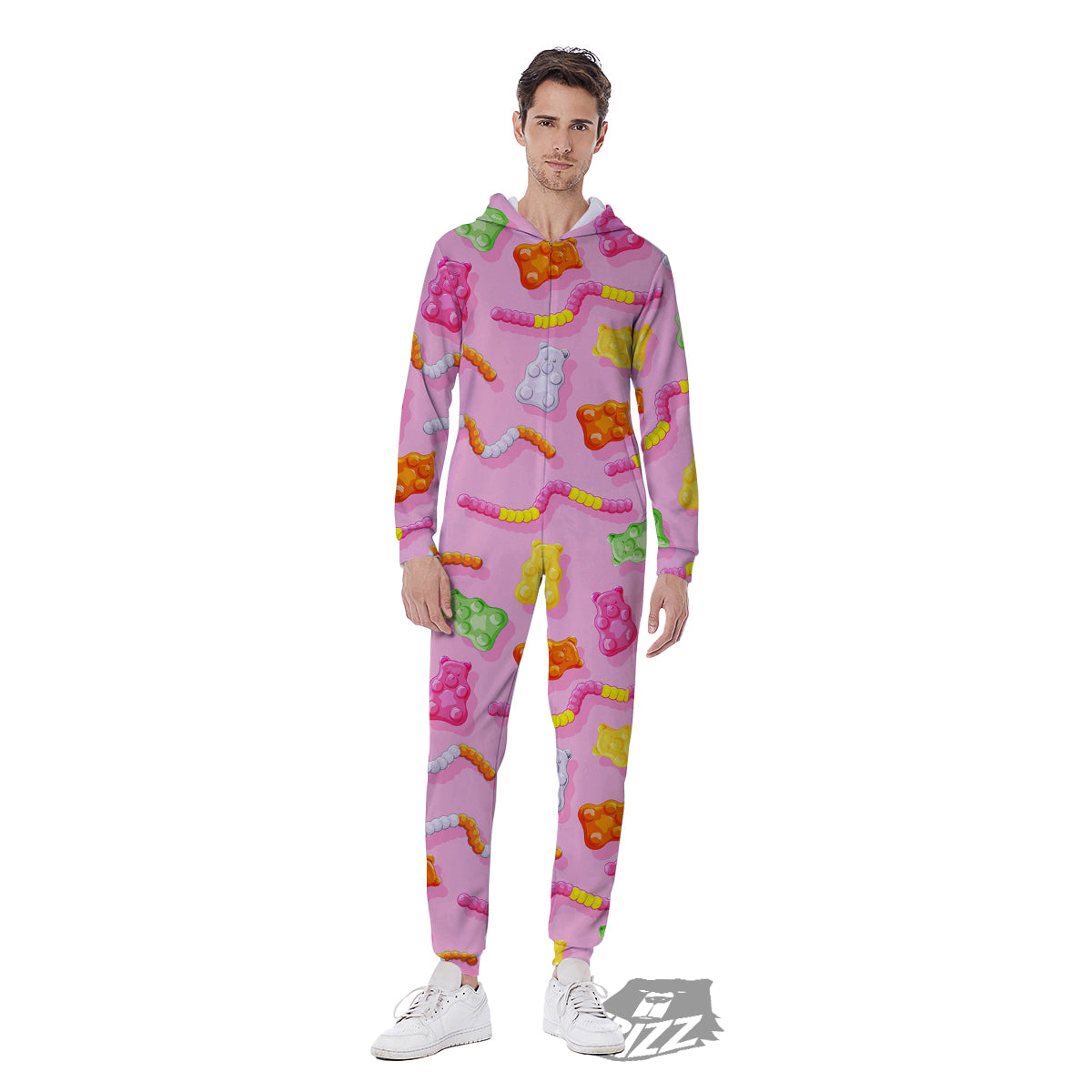 Sweet Gummy Bears And Worms Print Pattern Men's Jumpsuit-grizzshop