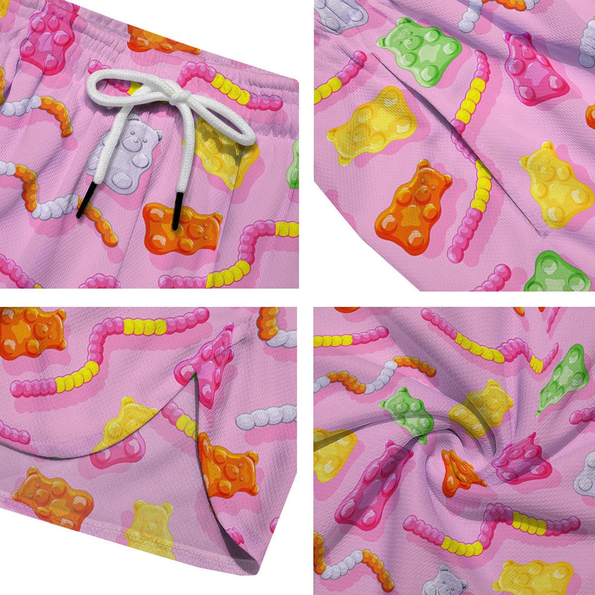 Sweet Gummy Bears And Worms Print Pattern Men's Running Shorts-grizzshop
