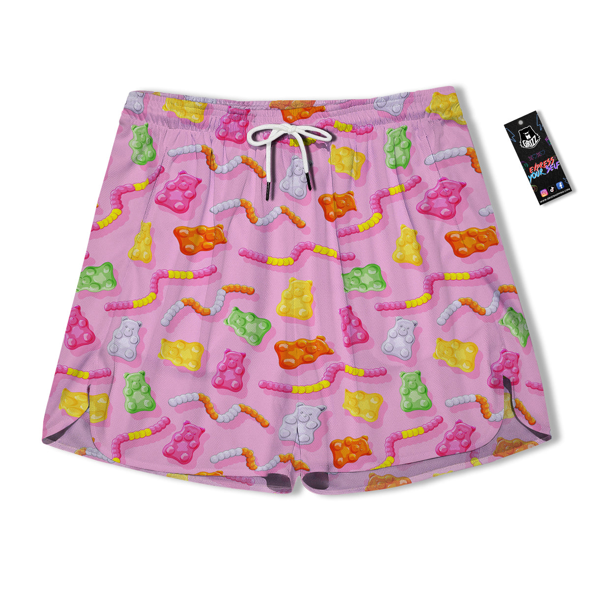 Sweet Gummy Bears And Worms Print Pattern Men's Running Shorts-grizzshop