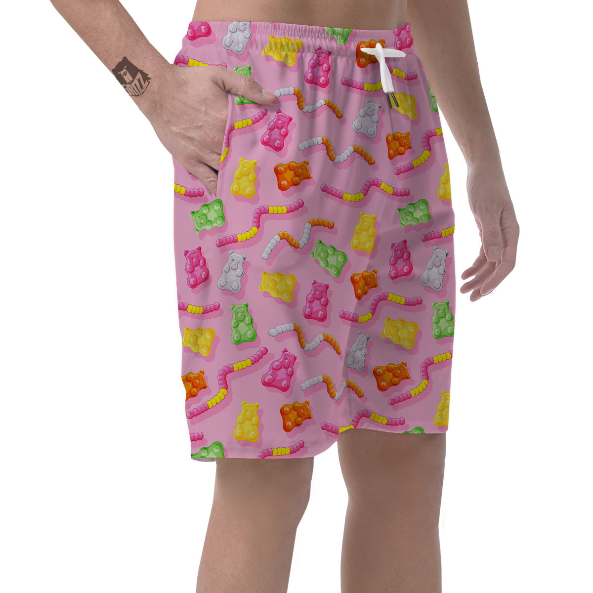 Sweet Gummy Bears And Worms Print Pattern Men's Shorts-grizzshop