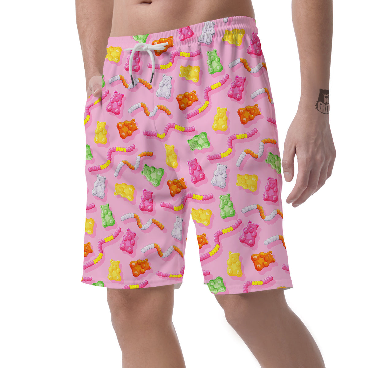 Sweet Gummy Bears And Worms Print Pattern Men's Shorts-grizzshop