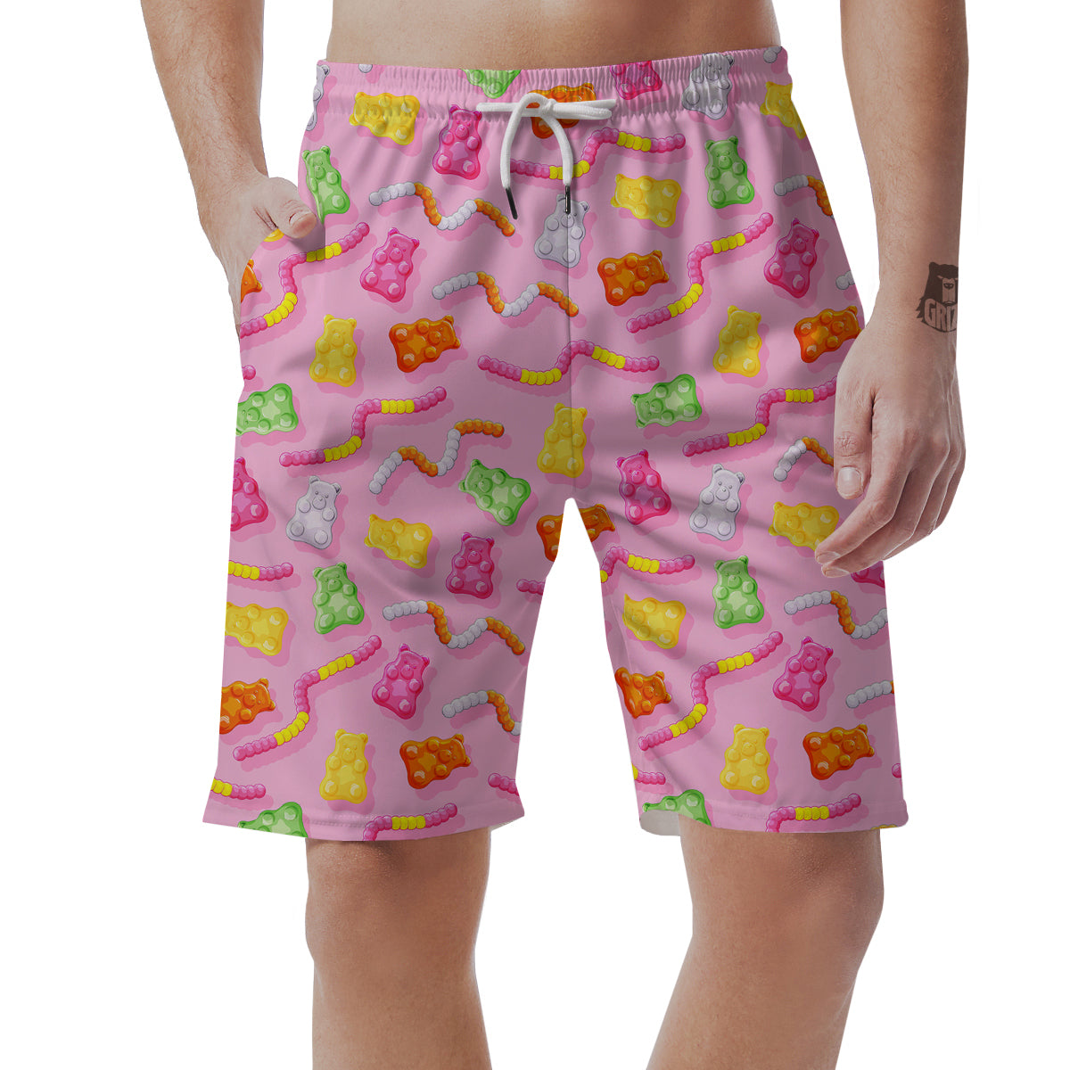 Sweet Gummy Bears And Worms Print Pattern Men's Shorts-grizzshop