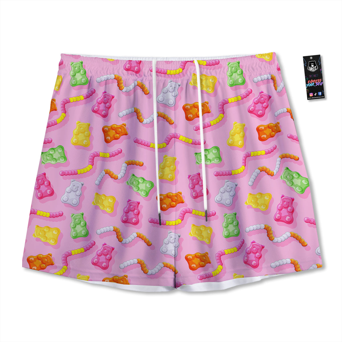 Stripe Camo Green Tiger Print Pattern Mesh Shorts