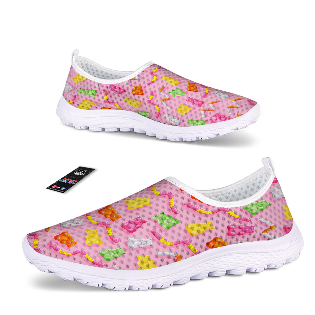 Sweet Gummy Bears And Worms Print Pattern Nurse Shoes-grizzshop