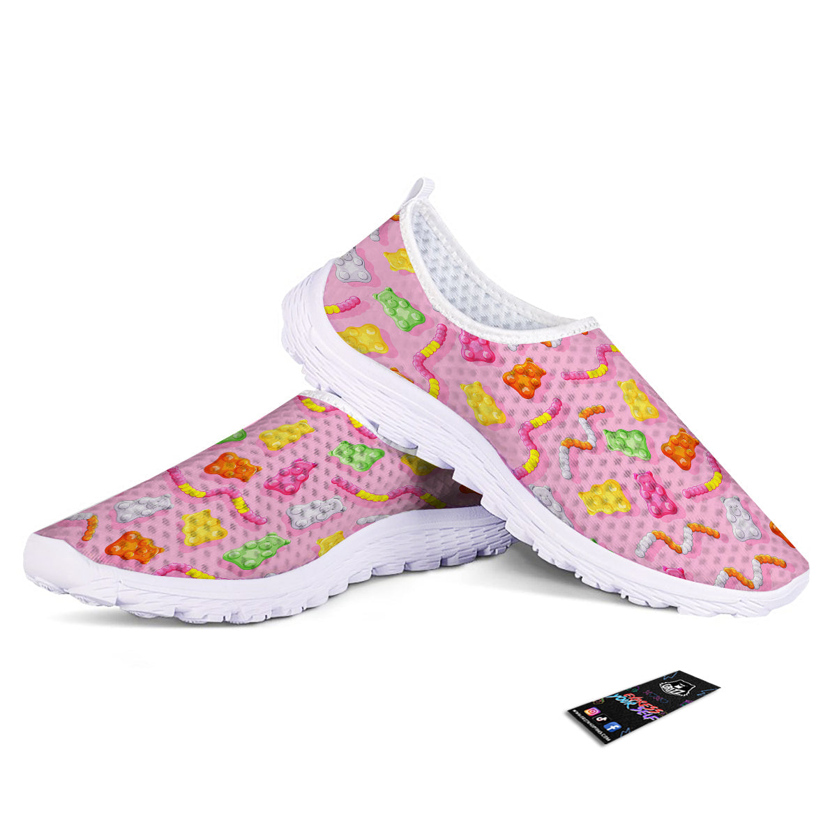 Sweet Gummy Bears And Worms Print Pattern Nurse Shoes-grizzshop