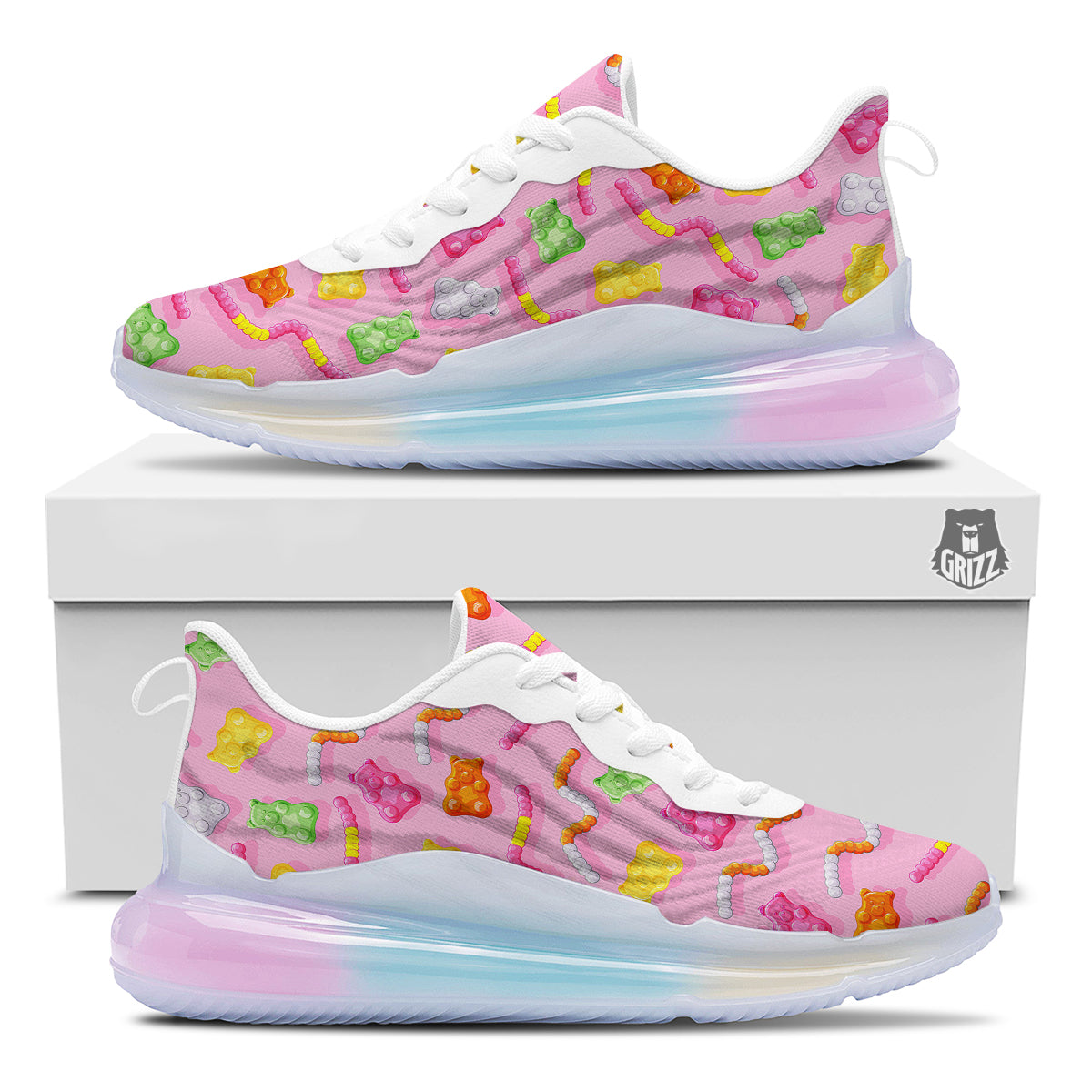 Sweet Gummy Bears And Worms Print Pattern Running Sneakers-grizzshop
