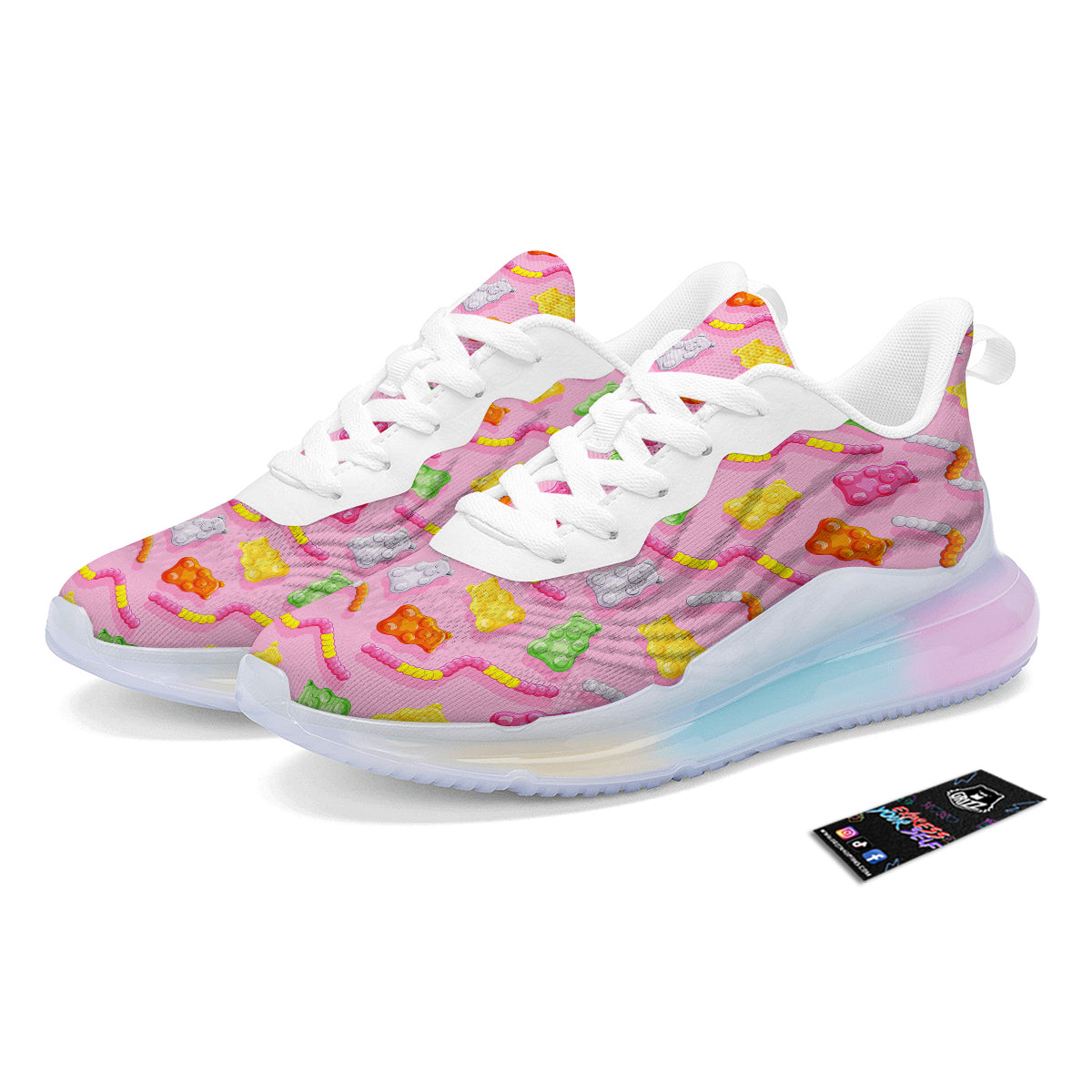 Sweet Gummy Bears And Worms Print Pattern Running Sneakers-grizzshop