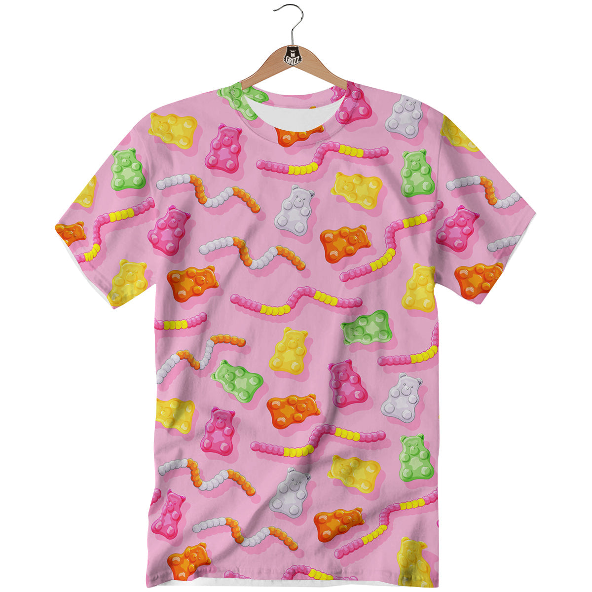 Sweet Gummy Bears And Worms Print Pattern T-Shirt-grizzshop