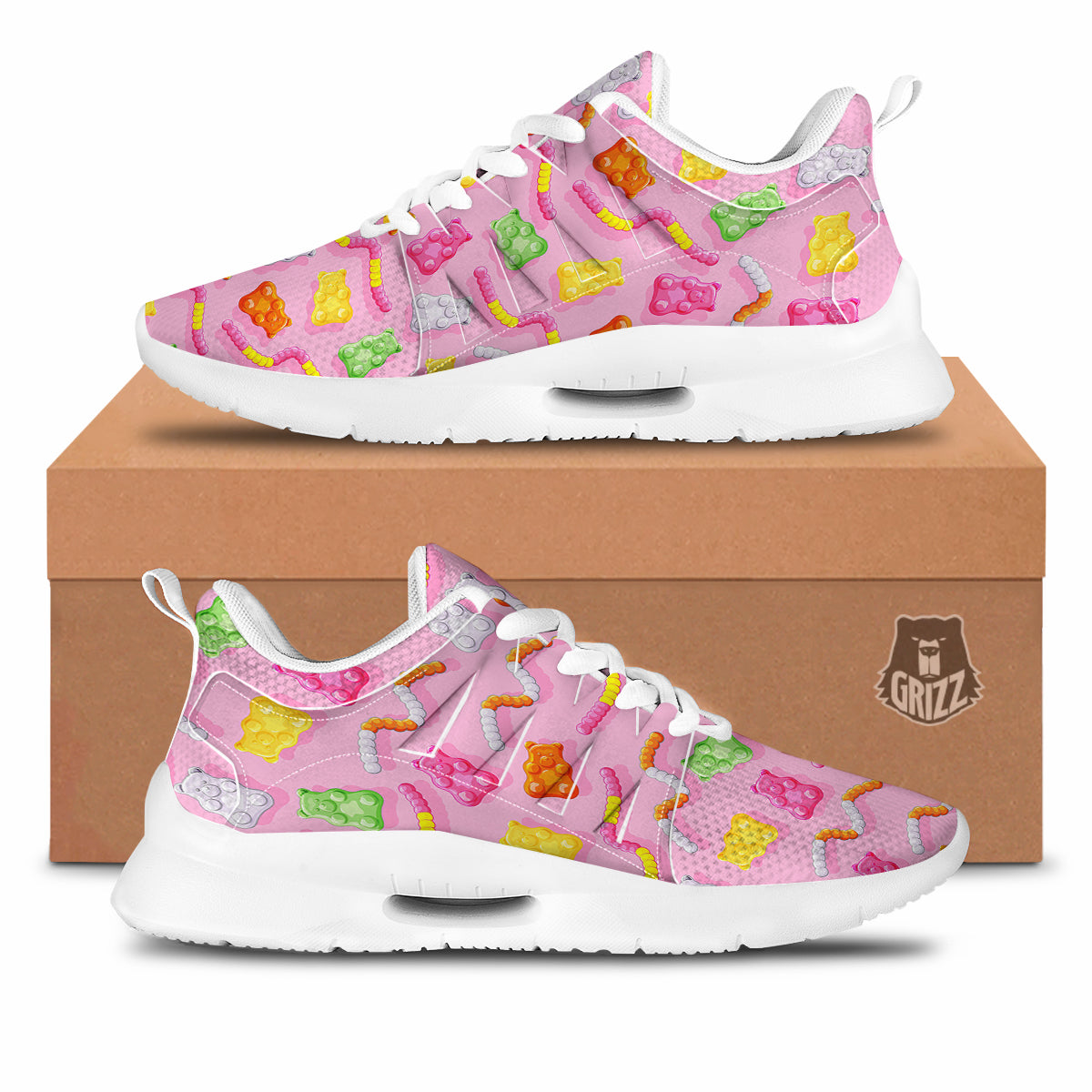 Sweet Gummy Bears And Worms Print Pattern Tennis Shoes-grizzshop