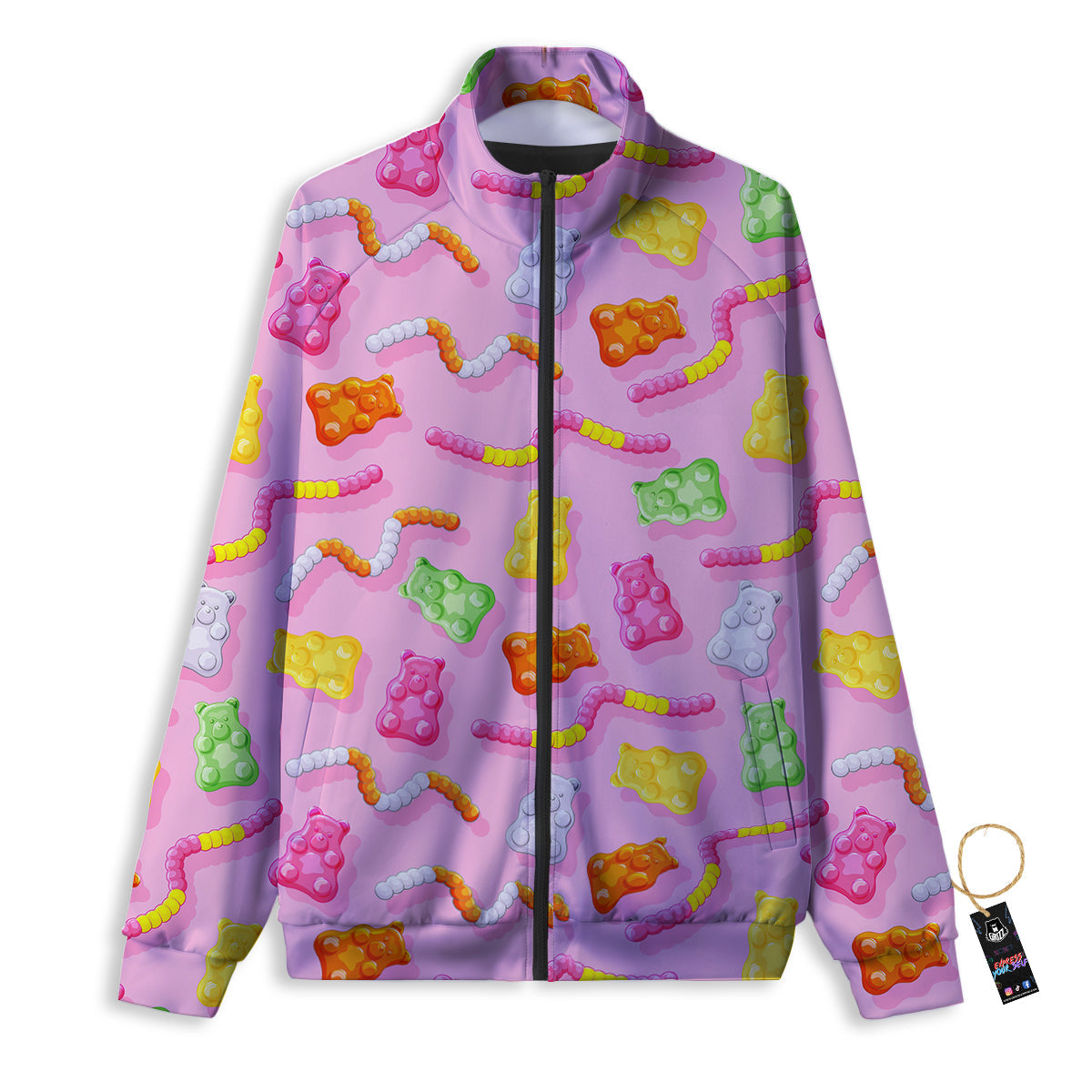 Sweet Gummy Bears And Worms Print Pattern Track Jacket-grizzshop