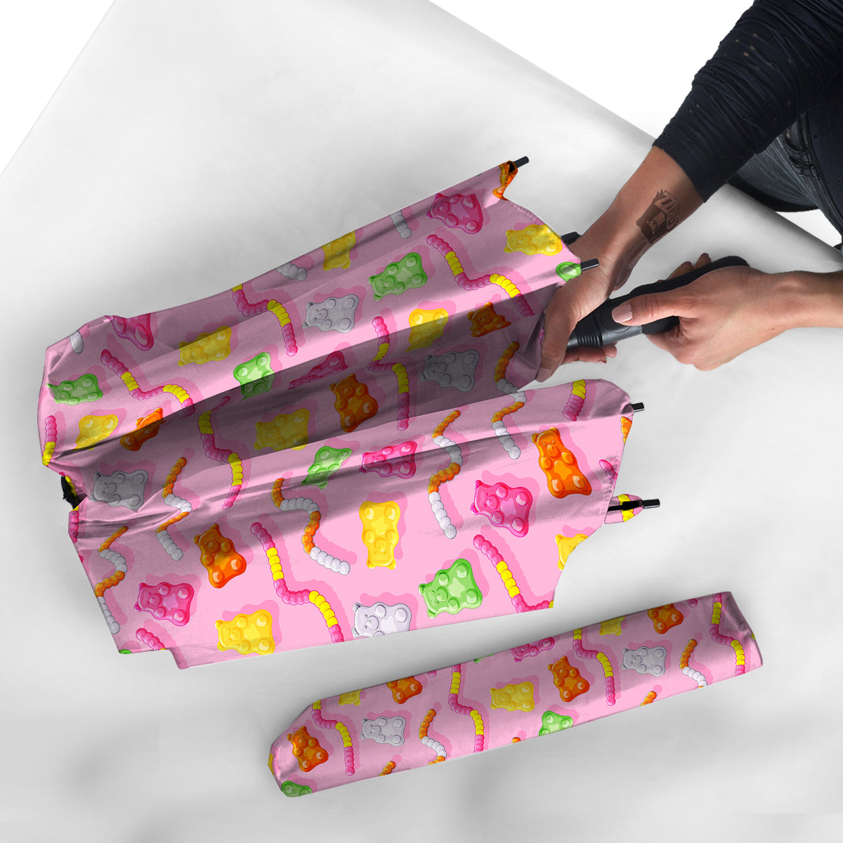 Sweet Gummy Bears And Worms Print Pattern Umbrella-grizzshop