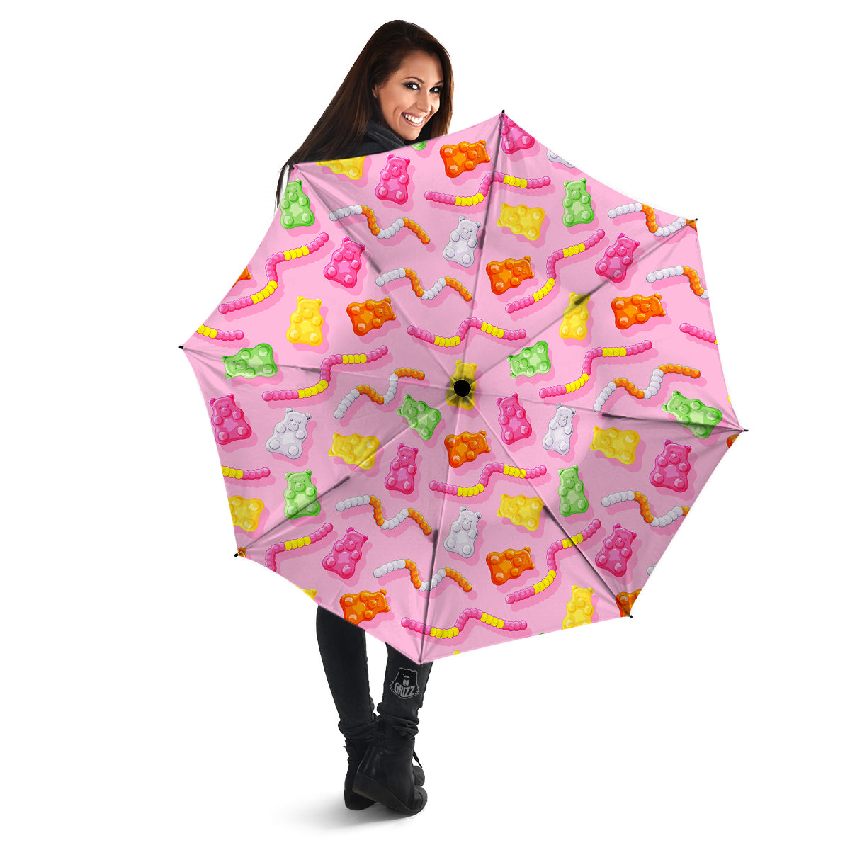 Sweet Gummy Bears And Worms Print Pattern Umbrella-grizzshop