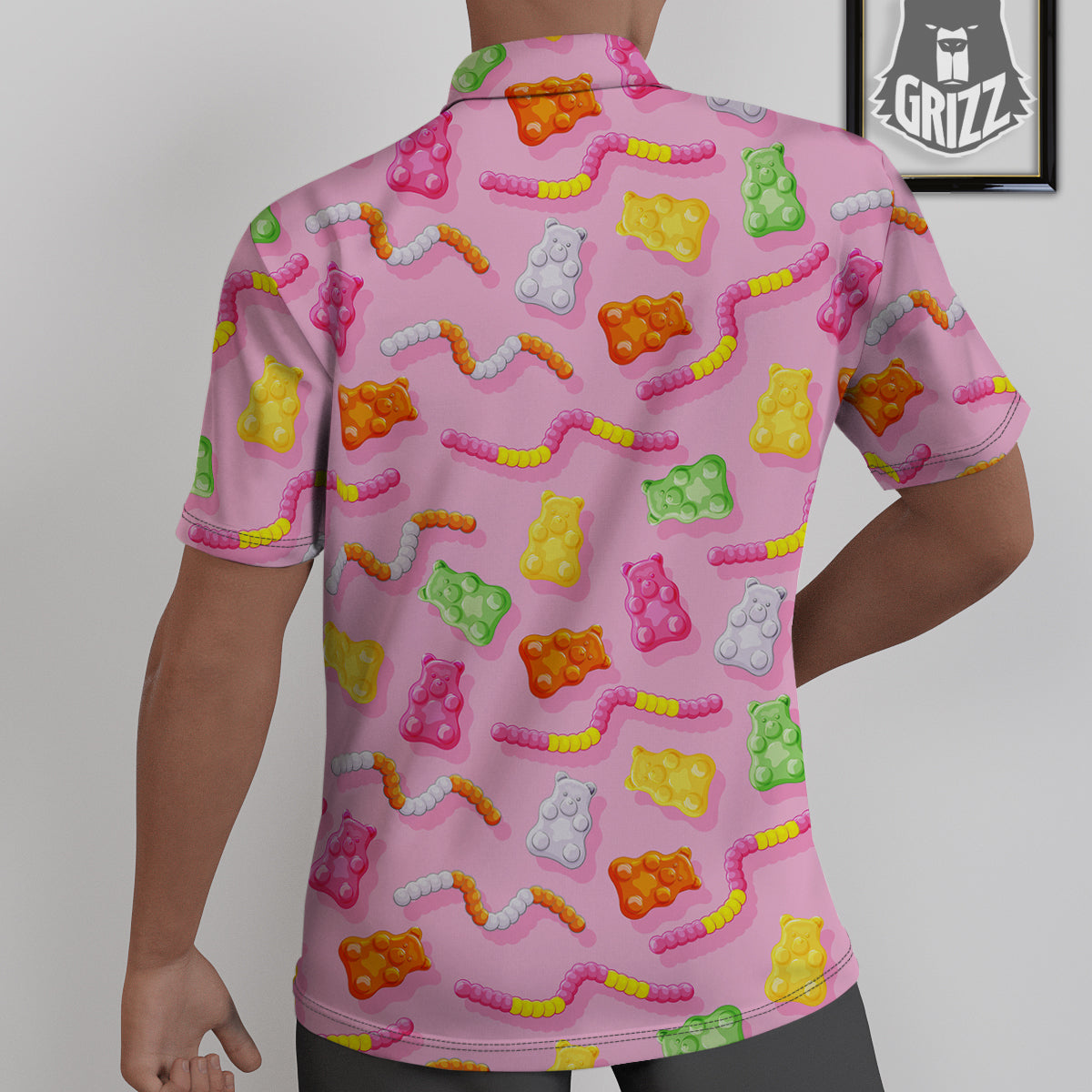 Sweet Gummy Bears And Worms Print Pattern Untucked Shirts-grizzshop