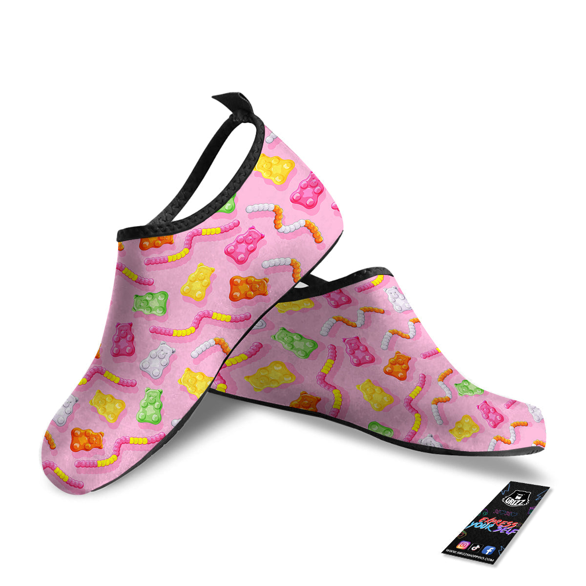 Sweet Gummy Bears And Worms Print Pattern Water Shoes-grizzshop
