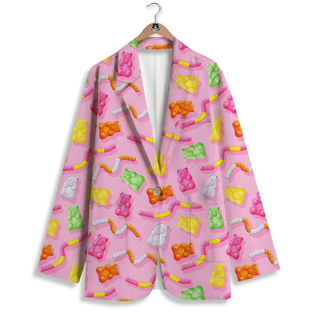 Sweet Gummy Bears And Worms Print Pattern Women's Blazer-grizzshop
