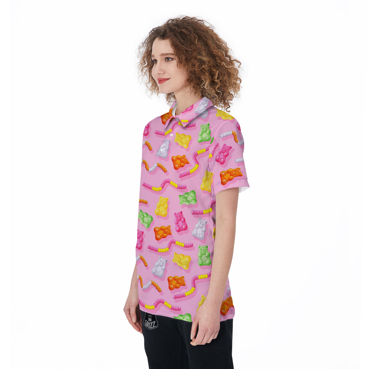 Sweet Gummy Bears And Worms Print Pattern Women's Golf Shirts-grizzshop