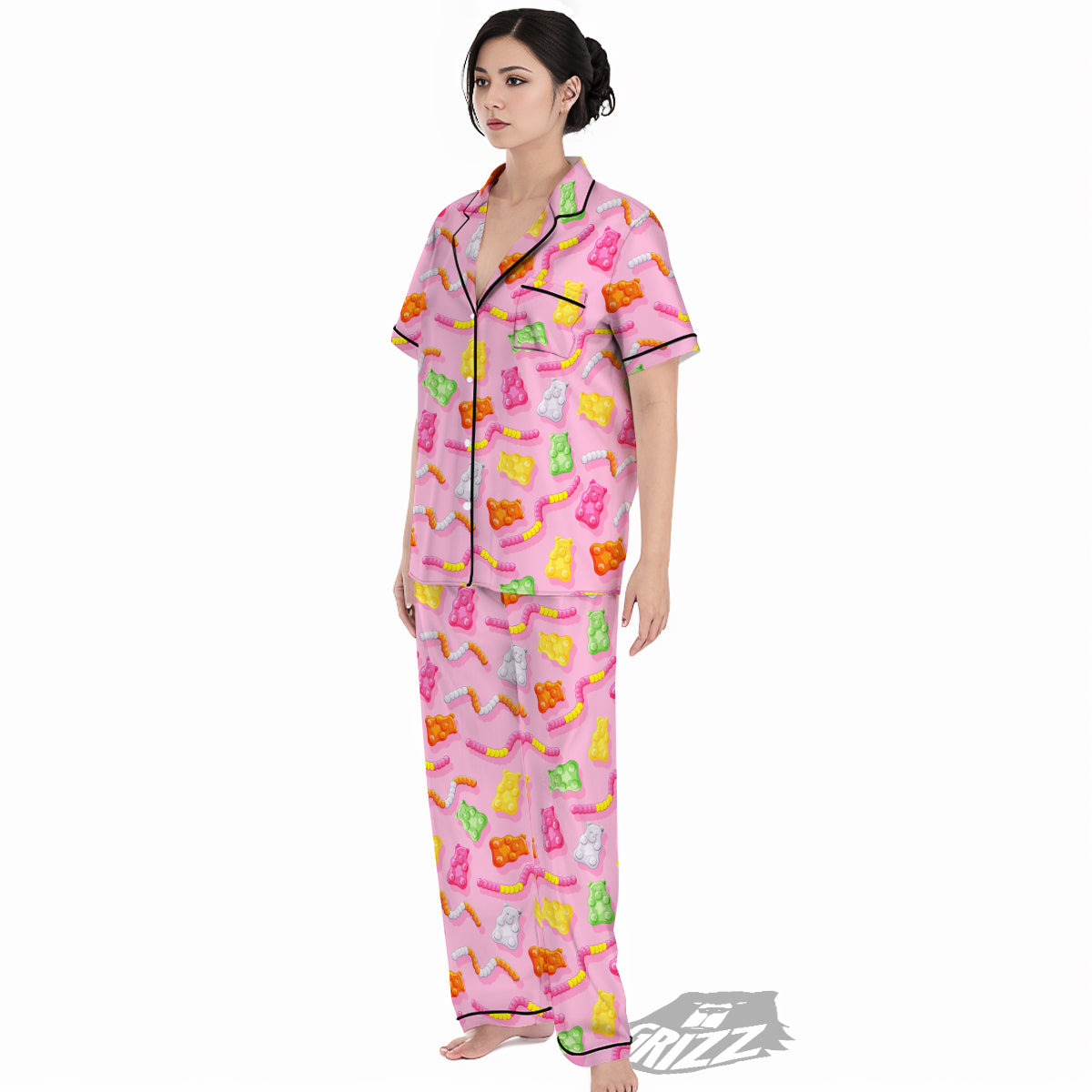 Sweet Gummy Bears And Worms Print Pattern Women's Pajamas Set-grizzshop
