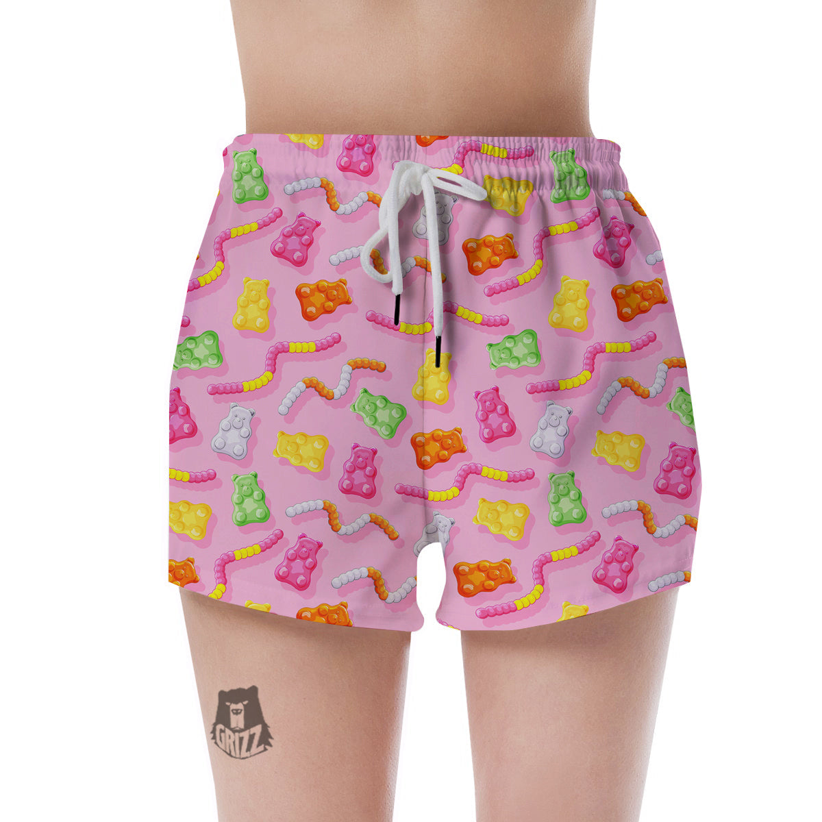 Sweet Gummy Bears And Worms Print Pattern Women's Shorts-grizzshop
