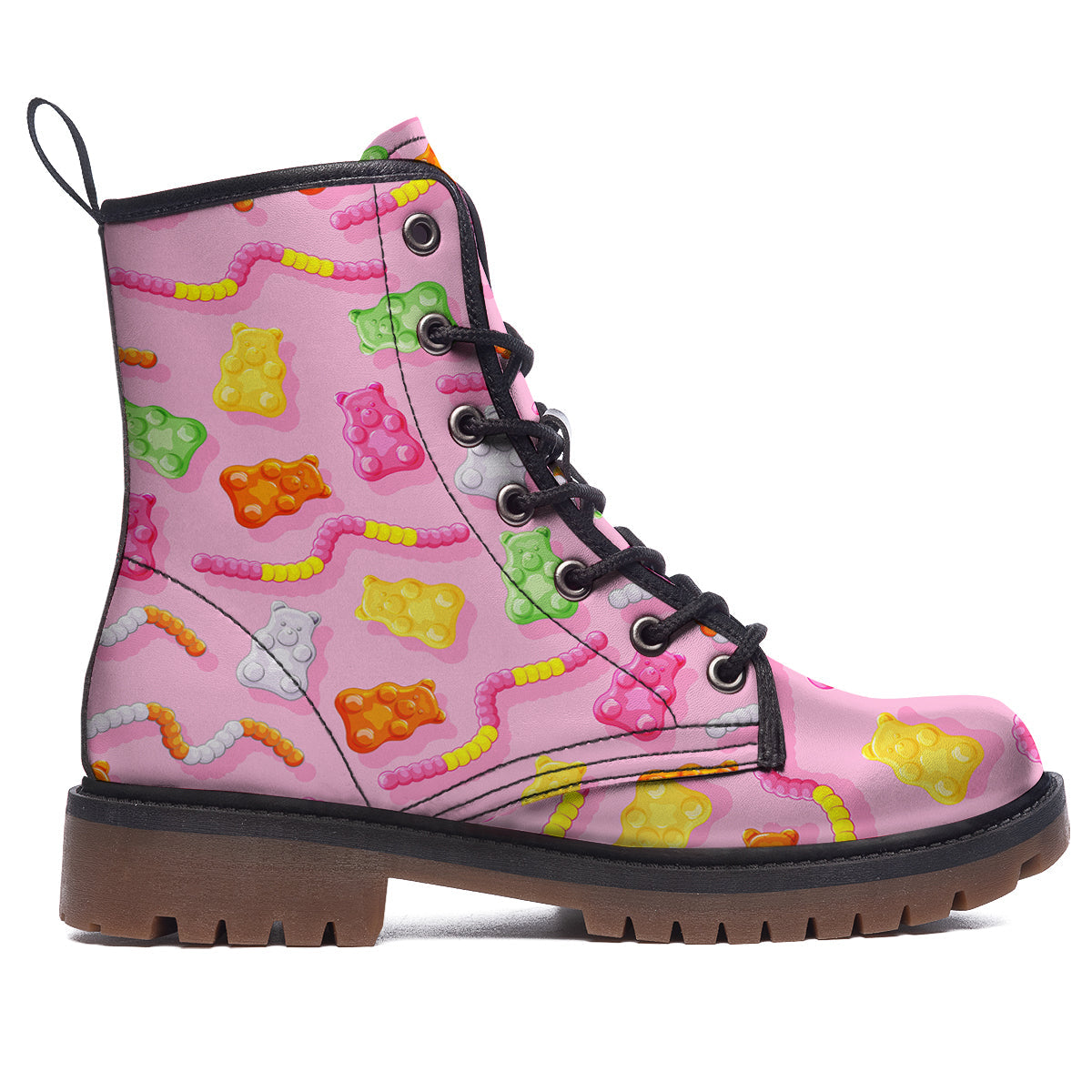 Sweet Gummy Bears And Worms Print Pattern Work Boots-grizzshop