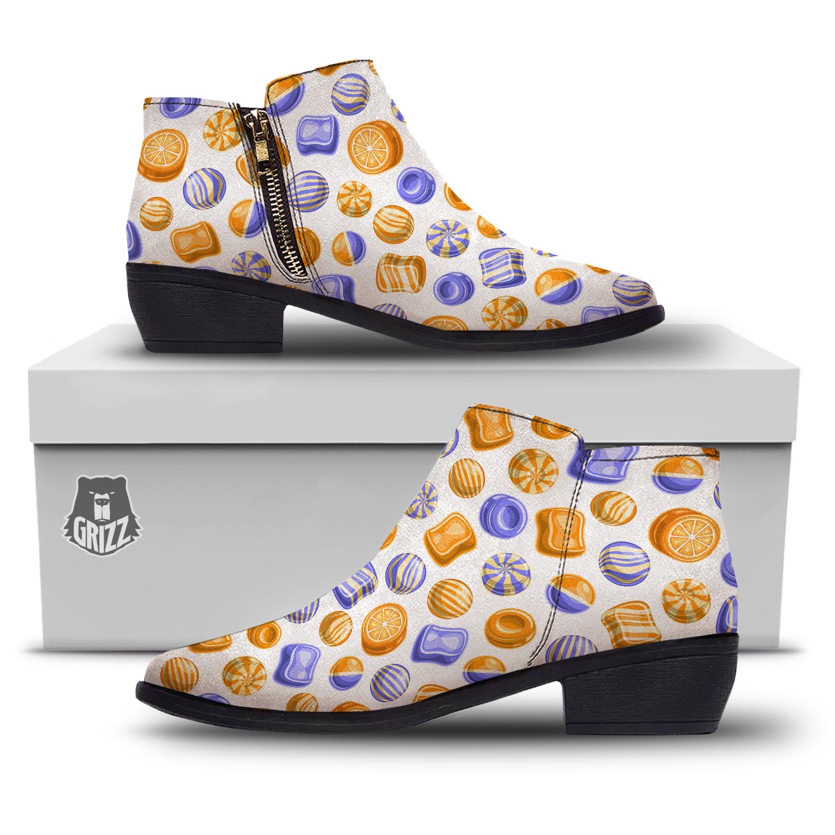 Sweet Gummy Print Pattern Ankle Boots-grizzshop