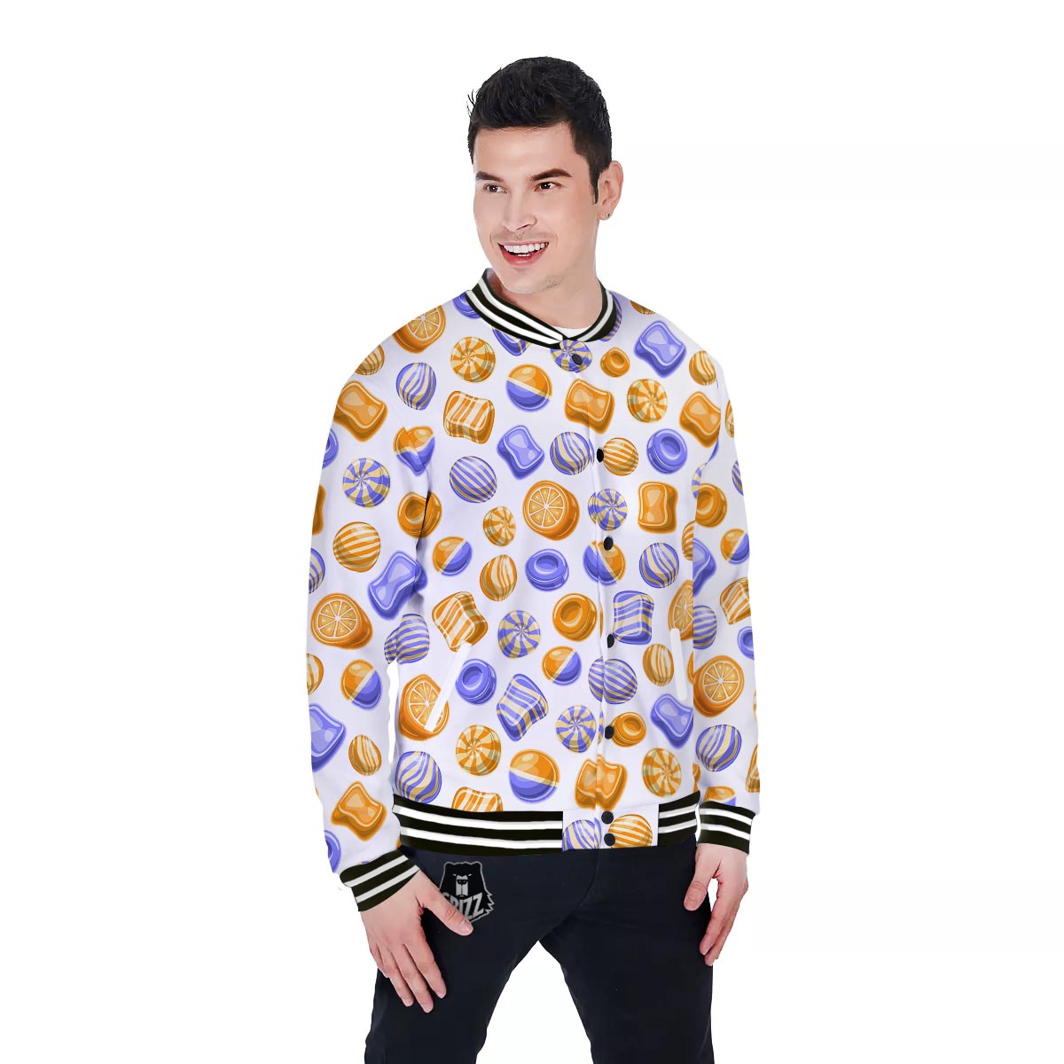 Sweet Gummy Print Pattern Baseball Jacket-grizzshop