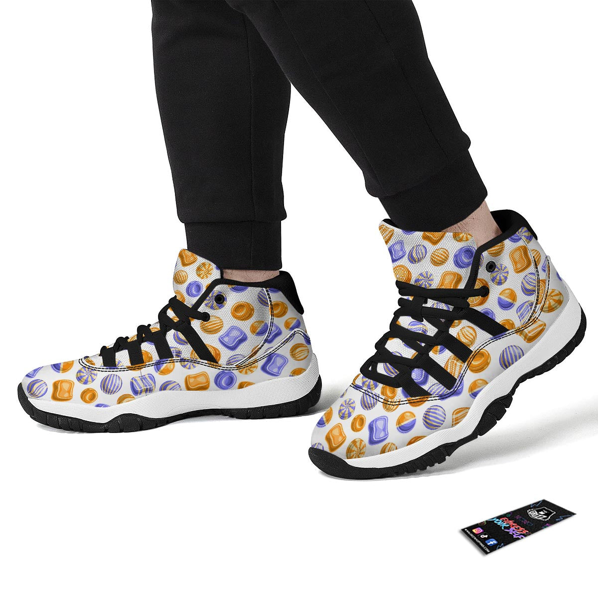 Sweet Gummy Print Pattern Black Bball Shoes-grizzshop