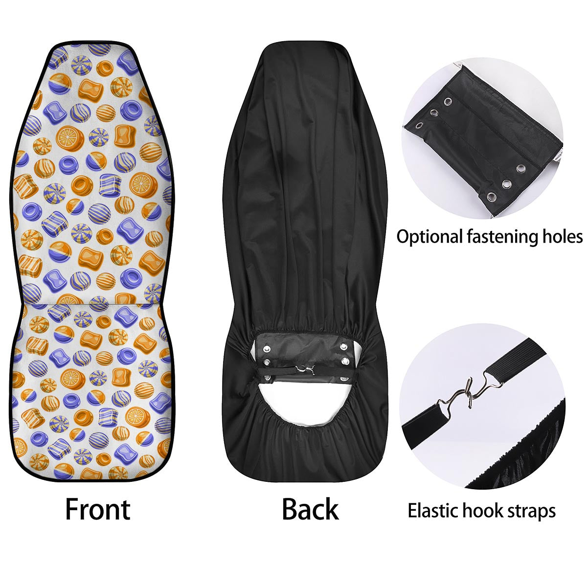 Sweet Gummy Print Pattern Car Seat Covers-grizzshop