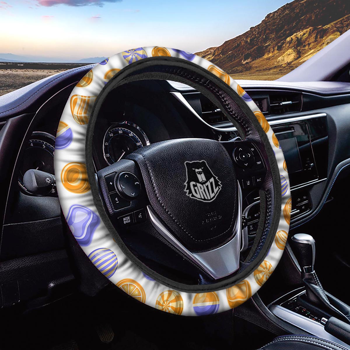 Sweet Gummy Print Pattern Car Steering Wheel Cover-grizzshop