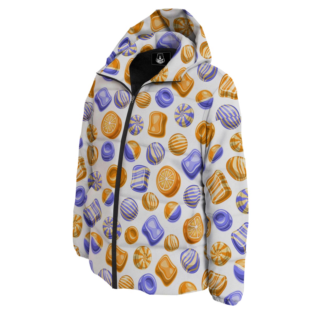 Sweet Gummy Print Pattern Down Jacket-grizzshop