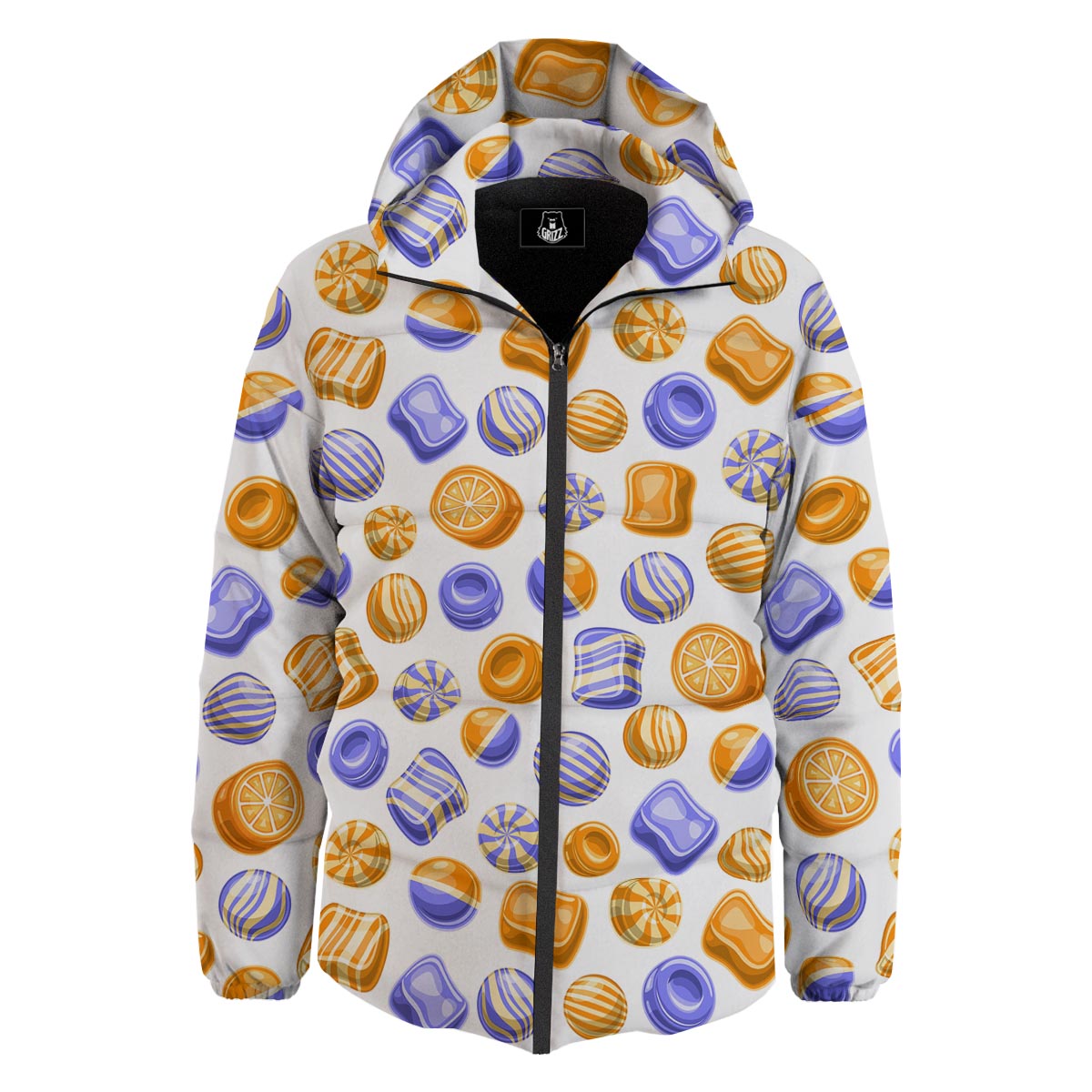 Sweet Gummy Print Pattern Down Jacket-grizzshop