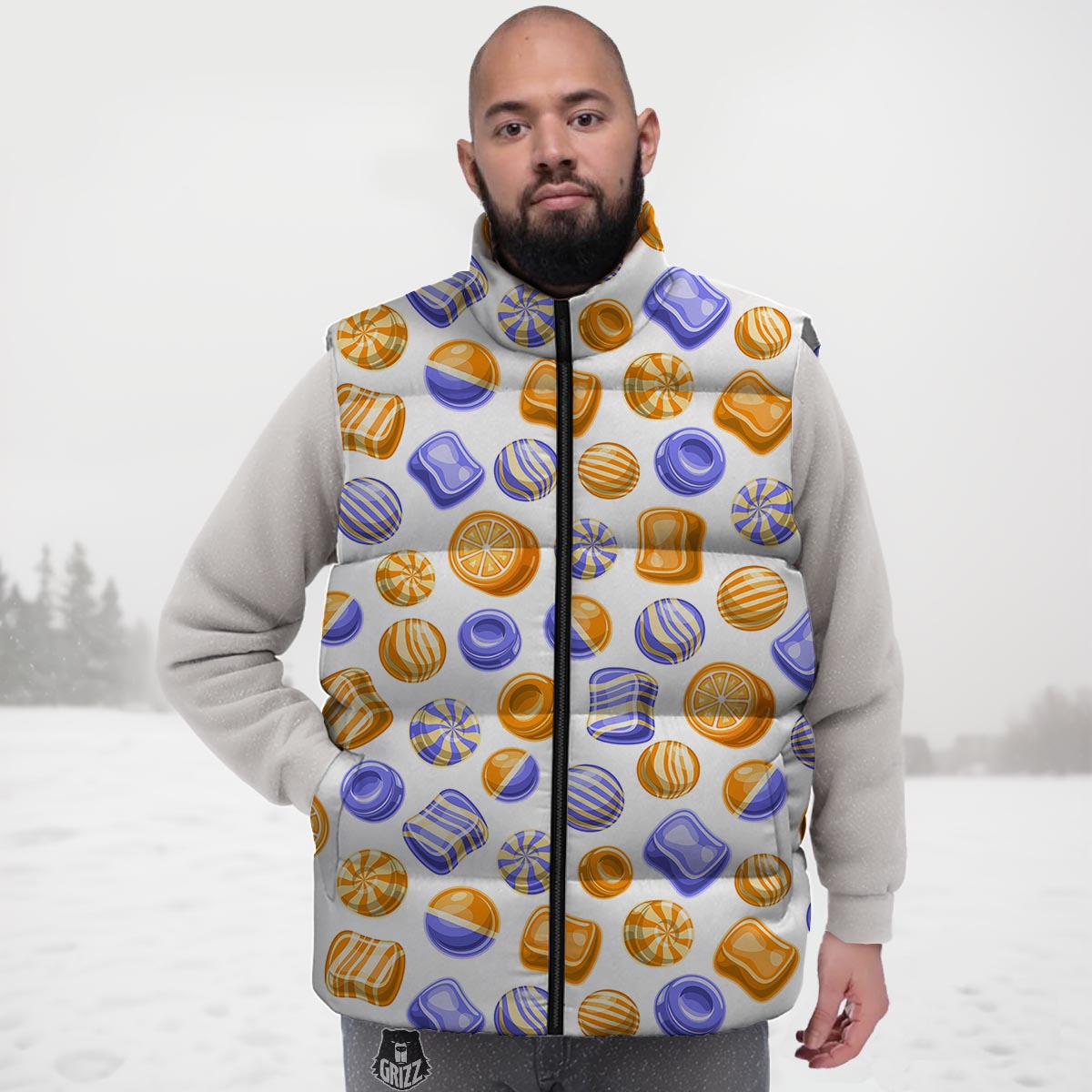 Sweet Gummy Print Pattern Down Vest