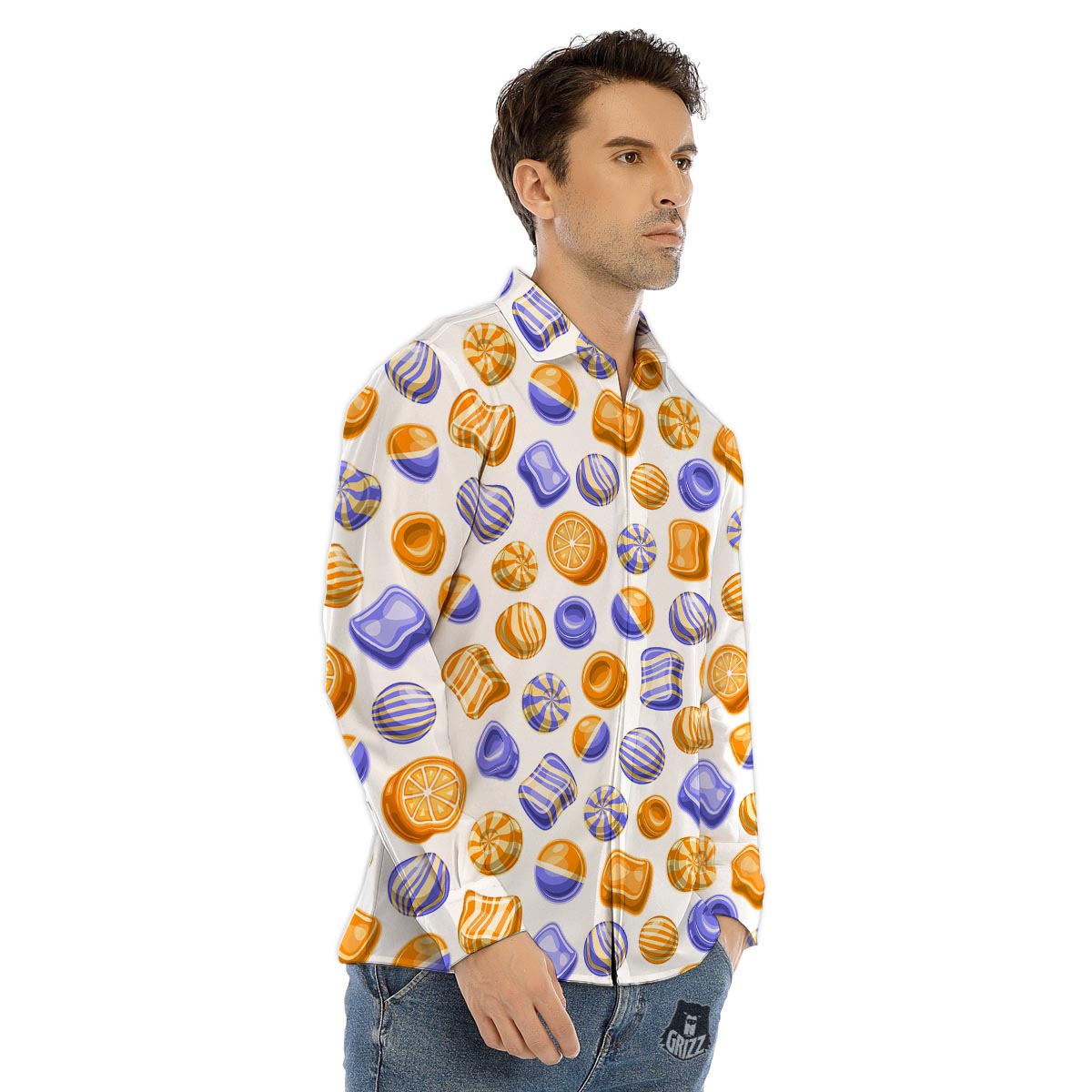 Sweet Gummy Print Pattern Men's Dress Shirts-grizzshop