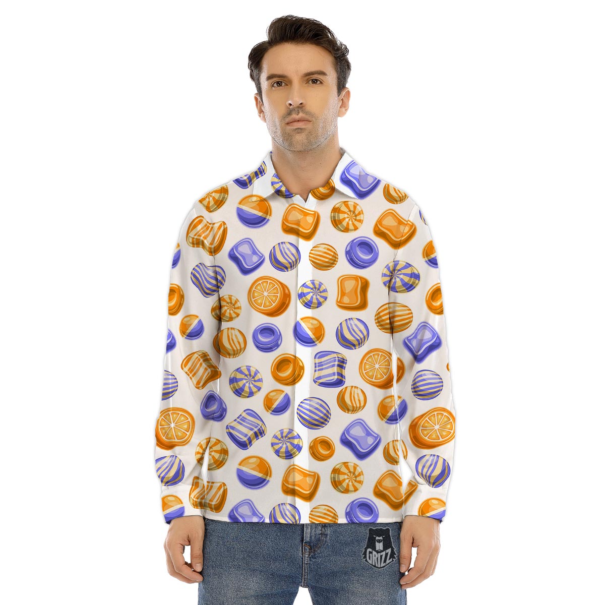 Sweet Gummy Print Pattern Men's Dress Shirts-grizzshop