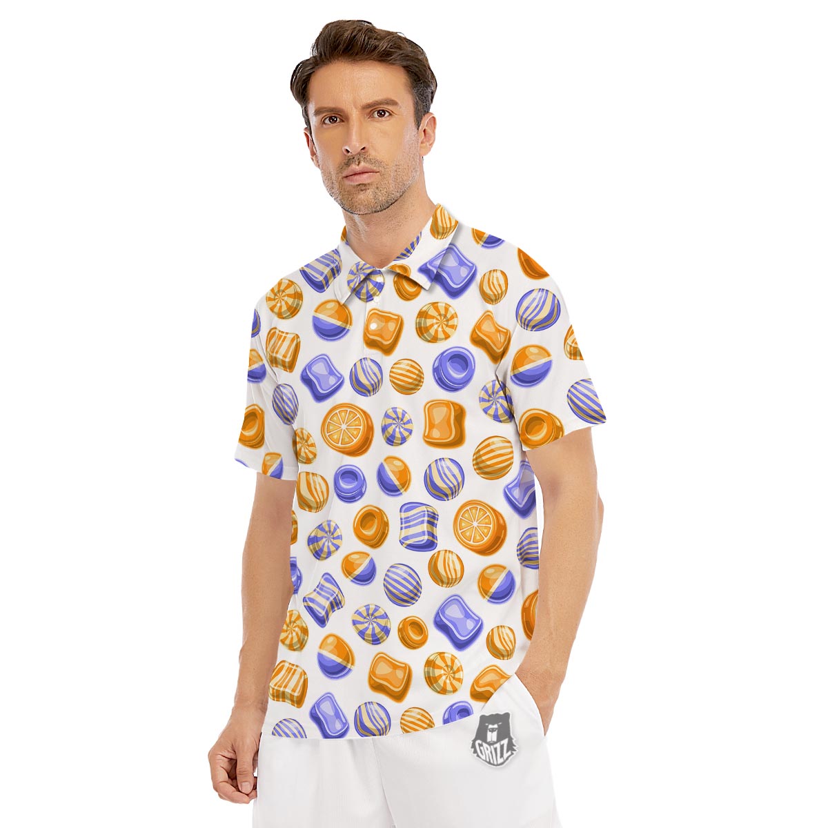 Sweet Gummy Print Pattern Men's Golf Shirts-grizzshop